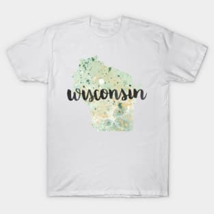 wisconsin - calligraphy and abstract state outline T-Shirt